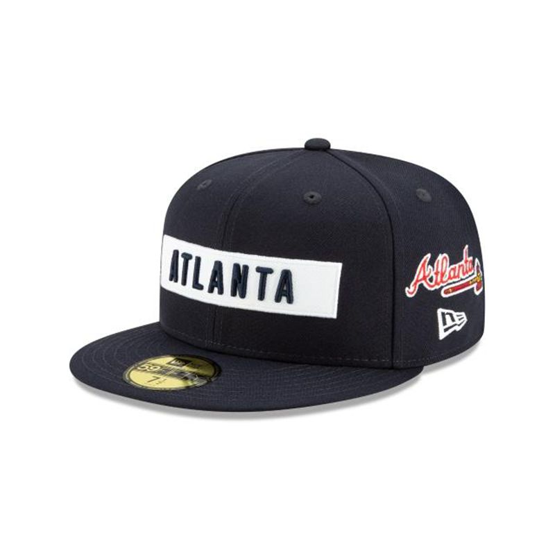 MLB Atlanta Braves Boxed Wordmark 59Fifty Fitted (FXJ8672) - Blue New Era Caps